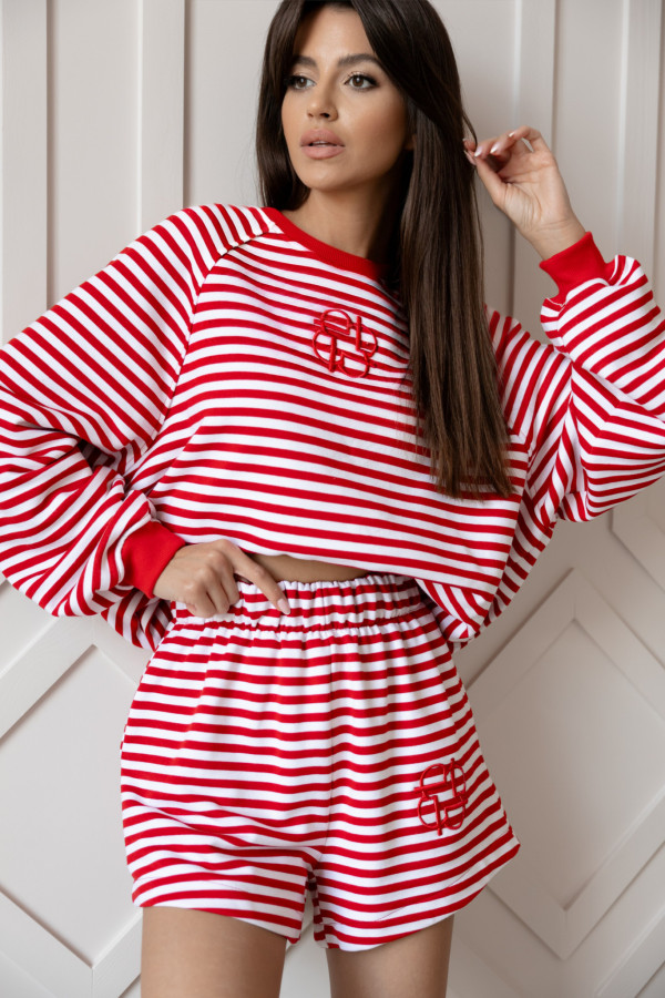 Bluza oversize w czerwone paski Samba