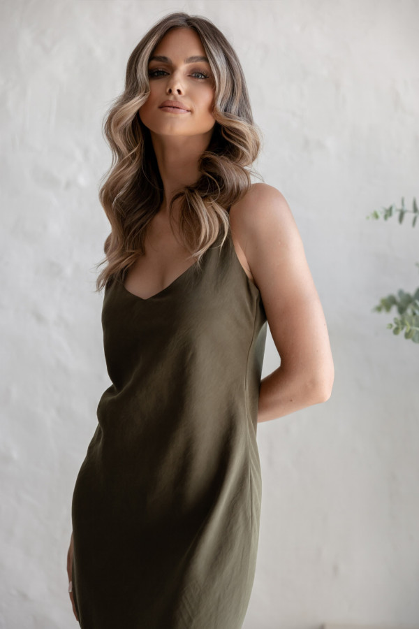 Sukienka maxi Lea khaki