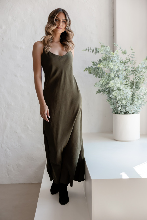 Sukienka maxi Lea khaki 2